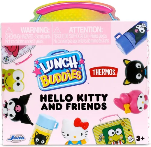 Vista 11 de Jada Lunch Buddies – Lonchera térmica coleccionable con botella de termo, figura y accesorios de comida – Juguete Sanrio de 2 pulgadas – Hello Kitty