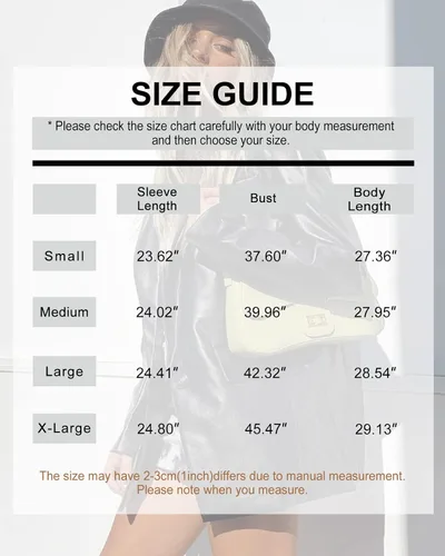 Vista 4 de Pepochic Womens Oversized Leather Jacket Long Sleeve Faux Leather Blazer Lapel Button Down Leather Shacket Coat with Pockets
