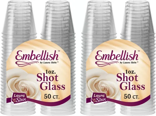 Vista 11 de Embellish Cristal de plástico duro transparente de 1 oz de vidrio de chupito transparente, paquete de 50