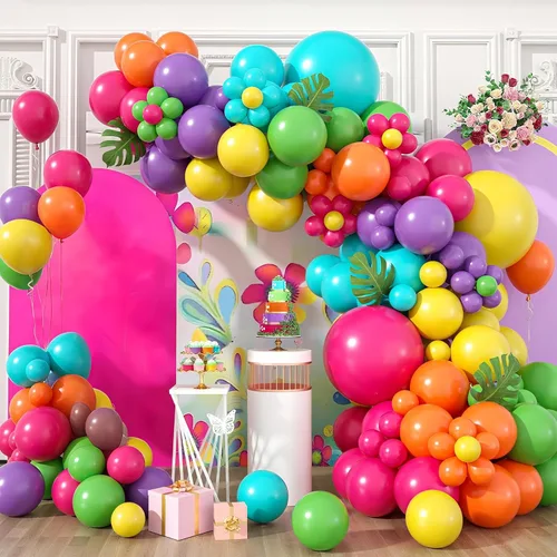 Vista 11 de Kit de guirnalda de arco de globos de Halloween, globos negros y rosados, globos de murciélago de aluminio fantasma para la familia, fondo de fiesta