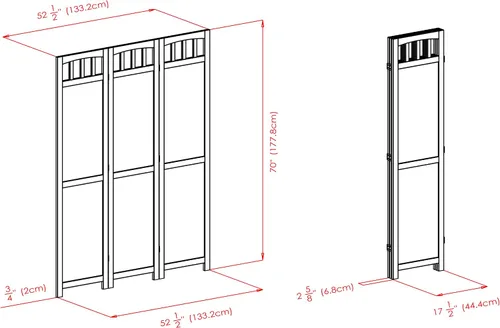 Vista 6 de Winsome Wood Biombo de madera plegable de 3 paneles