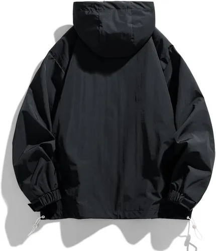 Vista 3 de Chaqueta de otoño y primavera para hombre con capucha y cordón de retazos casuales