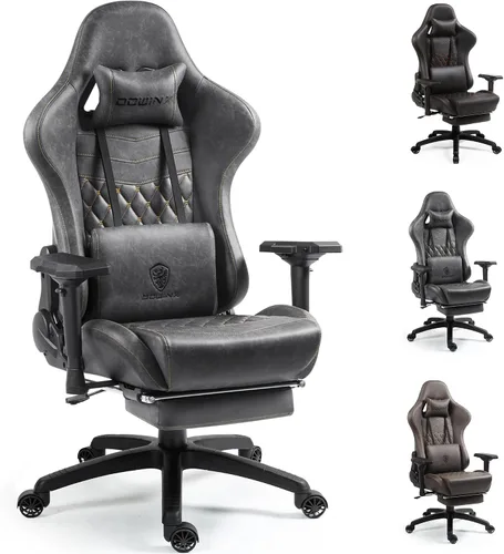 Vista 8 de Dowinx Silla de Juego Grande y Alta, Sillas de Videojuego con Reposapiés, Sillas de Juego de PC para Adultos - Silla Gamer Ergonómica Reclinable