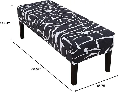 Vista 7 de HAPPYDOG Funda de banco de comedor con estampado de elastano elástico, funda tapizada extraíble antipolvo, lavable, protector de asiento para sala