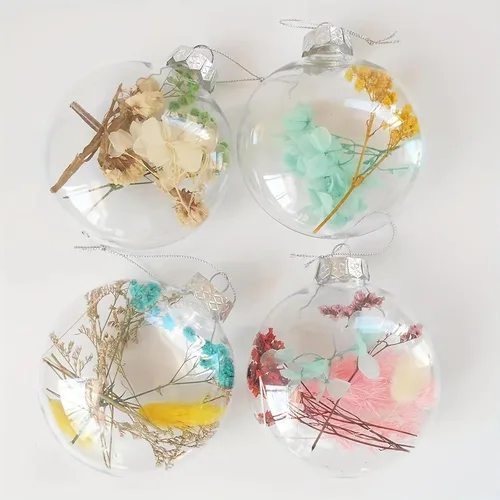 Vista 3 de 6 bolas decorativas de plástico transparente para Navidad, adornos rellenables de 3.15 pulgadas, decoración de bolas de plástico transparente