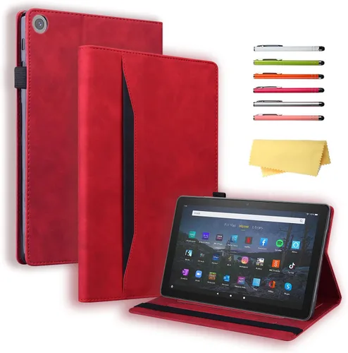 Vista 25 de Funda para Kindle Fire HD 8 de 8ª/7ª/6ª generación (2016/2017/2018) con soporte, soporte para lápices, bolsillos