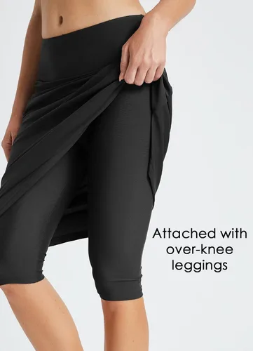 Vista 2 de BALEAF Faldas de natación largas de 28 pulgadas de longitud media para mujer con leggings, modesta falda tankini de cintura alta UPF 50+