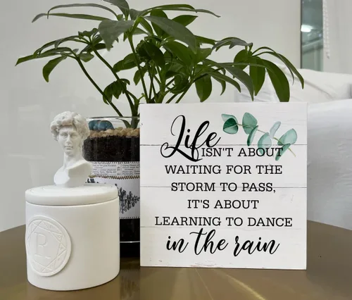 Vista 5 de Letreros de madera inspiradores, caja de madera, decoración de escritorio, letrero positivo para decoración del hogar, regalo de motivo, Life isn't