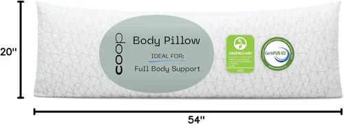 Vista 9 de Coop Home Goods, almohadilla de cuerpo total con espuma de memoria desmenuzable ajustable, perfecta para abrazar y acurrucarse, lavable, 20 x 54