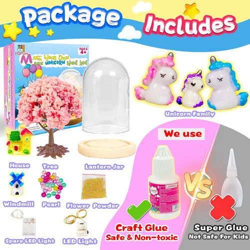Vista 5 de YOFUN Make Your Own Unicorn Night Light - Kit de manualidades para niños, artes y manualidades, luz nocturna, para niñas de 4 a 9 años, regalos