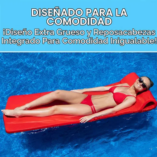 Vista 2 de Swimline Flotador de espuma original para adultos Colchón flotante de piel suave para piscina Flotador de bronceado solar Rojo Espuma