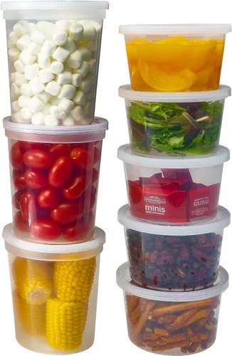 Vista 12 de Durahome – Recipientes de plástico deli con tapas, calidad premium, apto para microondas, transparente almacenamiento de alimentos, contenedor