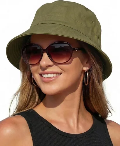 Vista 19 de HONGTEYA Sombreros de sol de pescador para mujer y hombre, sombrero de Blanco
