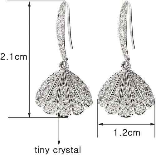 Vista 5 de 2024 New Dazzling Crystal Earrings For Women Rose Gold Silver Color Drop Pearl Wedding Accessories Fashion Jewelry