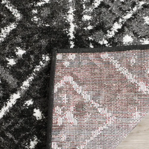 Vista 9 de SAFAVIEH Alfombra de área 8x10 - Colección Adirondack - Grande - Negro y plateado, diseño marroquí bohemio, no suelta pelusa y fácil de limpiar