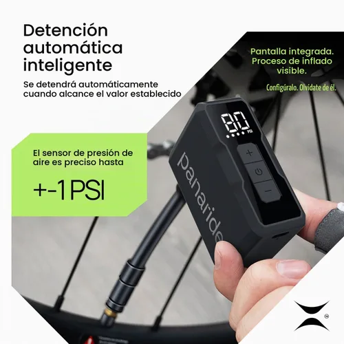 Vista 5 de Mini bomba de bicicleta, mini bomba eléctrica de bicicleta de 120 PSI, 4.23 oz, parada automática inteligente, precisión de ± 1 PSI, bomba eléctrica