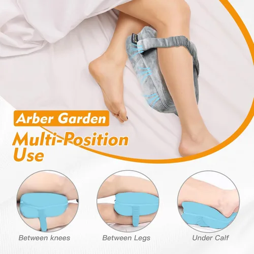 Vista 7 de Almohada de rodilla para dormir de lado con funda de terciopelo suave, correa fija para moverse, agujero central transpirable, almohada de espuma