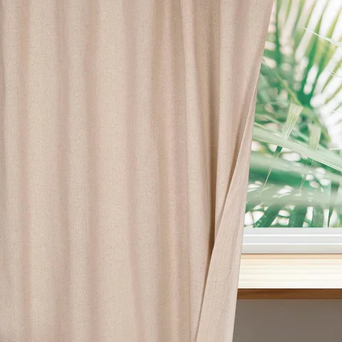 Vista 5 de Cortinas de lino natural – Juego de 2 paneles con pestaña trasera, 50 x 63 pulgadas cada uno, cortinas texturizadas con aspecto de lino para sala