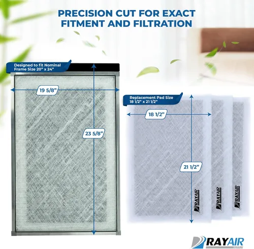 Vista 2 de RAYAIR SUPPLY Almohadillas de filtro de repuesto de 20 x 24 pulgadas compatibles con PureAiRx Air Cleaner 20x24 (3 unidades), color blanco