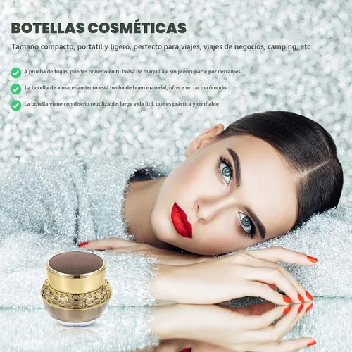 Vista 8 de OSALADI - Botella vacía de crema facial (1.06 oz, espejo dorado, compacto)