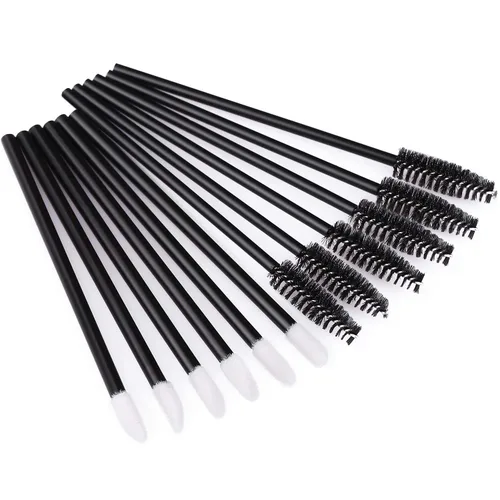 Vista 7 de Tbestmax 200 carretes desechables para rímel y cepillos de labios, aplicador de brillo de labios para extensiones de pestañas de cejas, kits de Negro