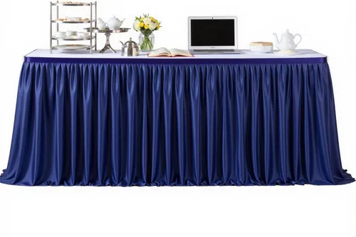 Vista 18 de Falda de mesa beige para mesas rectangulares, falda de escritorio de 6 pies para el escritorio del profesor, aula, volantes, tela de poliéster