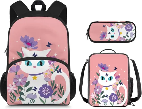 Vista 39 de Mochila 3D Otter para niños de 9 a 11 años, bonita mochila para niñas para la escuela, mochila elegante para niños con lonchera y bolsa
