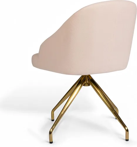Vista 10 de Martha Stewart Sora Silla de Trabajo Giratoria Fija con Brazos Inclinados para Oficina en Casa en Tela Conch Shell con Marco de Latón Pulido