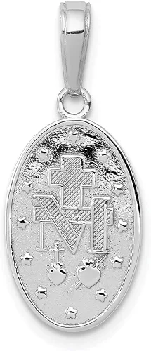 Vista 3 de Colgante pequeño de medalla milagrosa de oro blanco de 14 quilates L- 0984in W- 0433in joyería fina para mujer Metal
