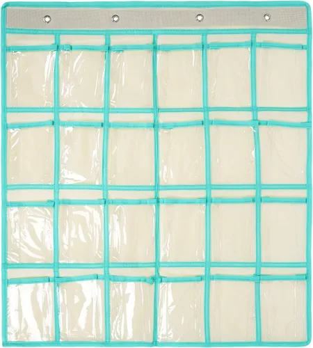 Vista 17 de Organizador para colgar sobre la puerta, para el aula, para colgar en la pared, puerta, armario, bolsa de almacenamiento de tela duradera, 12 Beige