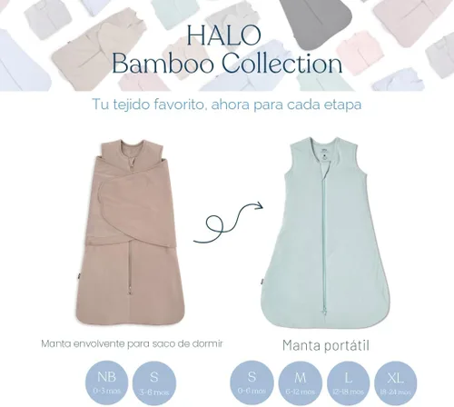 Vista 5 de HALO Saco de dormir súper suave, viscosa de bambú, 2 TOG, 0-3M, NB, Niebla Azul