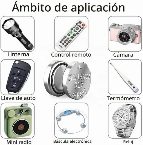 Vista 4 de SKOANBE SR516SW 317 1.5V botón moneda célula de plata reloj batería (10 paquetes)