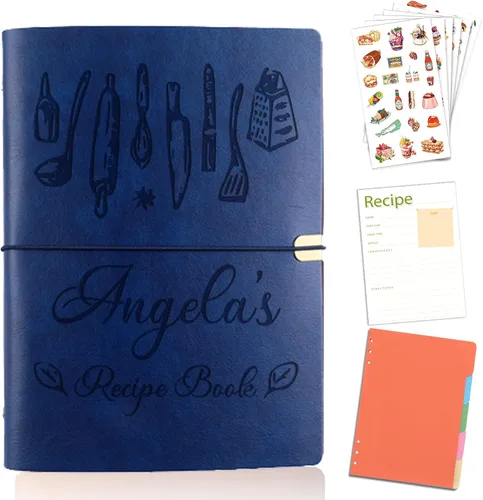 Vista 11 de Libro de recetas personalizado para escribir en tus propias recetas, libro de recetas personalizable de 6.7 x 9 pulgadas, 5 divisores y espacio