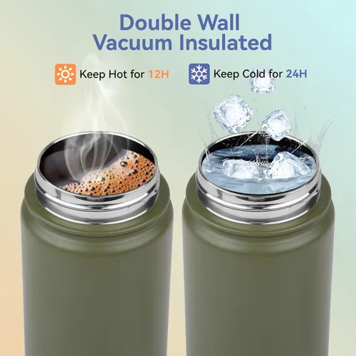 Vista 4 de HASLE OUTFITTERS Botella de agua aislada de 16 onzas para niños, botella de agua de acero inoxidable de doble pared al vacío, a prueba de fugas