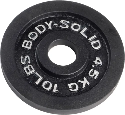 Vista 5 de Body-Solid Placa olímpica de hierro fundido de peso individual, pesas libres, placas de mancuernas, agujero estándar de 2 pulgadas para barra