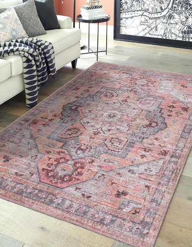 Vista 8 de Unique Loom Colección Mangata Alfombra de área - Melodie (Runner 2' 0" x 10' 0", albaricoque y rosa/gris)