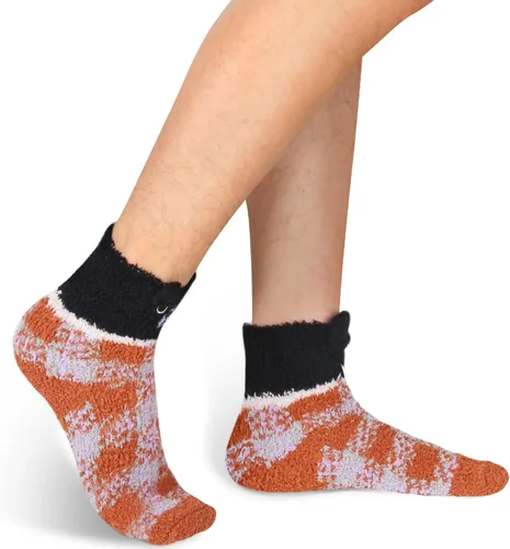 Vista 7 de Violet Mist Calcetines mullidos para hombre, unisex, lindos animales, acogedores, divertidos, esponjosos, cálidos, de invierno, de felpa