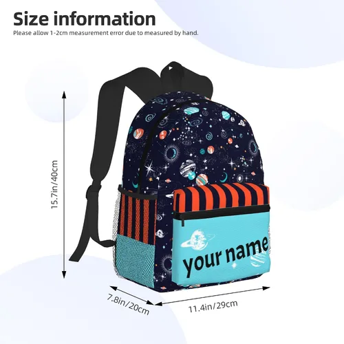 Vista 4 de J&SBGFT Mochila personalizada para niños y niñas, mochila personalizada con nombre, mochila escolar para niños, bonita mochila escolar, 06-Space
