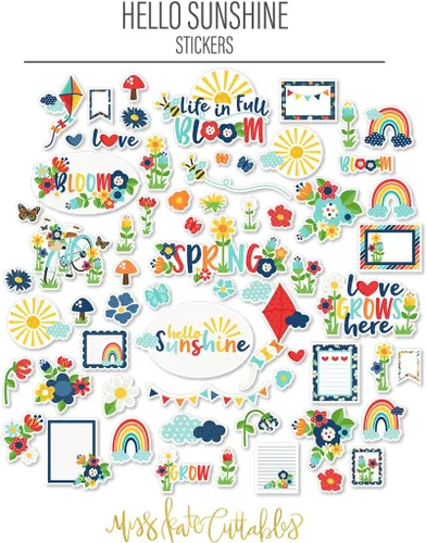 Vista 3 de Kit de papel y calcomanías – Hello Sunshine – Kit de álbum de recortes de primavera – Papel de doble cara de 12 x 12 pulgadas + calcomanías