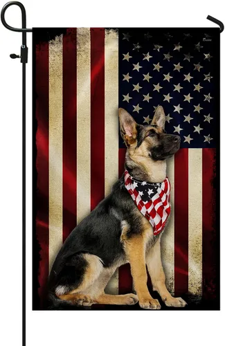 Vista 9 de Bandera Americana - Divertido Perro Pastor Alemán Bandera Americana TQN2748F, 3x5 pies. Bandera - Banderas de EE. UU. Poliéster Premium - Bandera