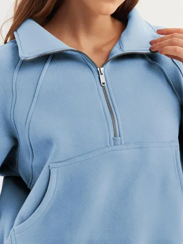 Vista 5 de WYNNQUE Womens Half Zip Cropped Pullover Sweatshirts Fleece Quarter Zipper Hoodies Winter Clothes Sweaters Thumb Hole