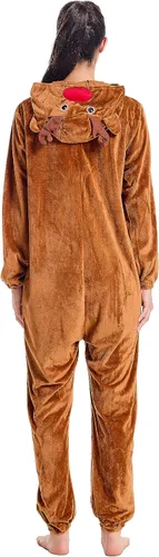 Vista 5 de Funivals Unisex Animals Costume AdultPlush Hooded Animals Onesie Homewear AdultsHalloween Christmas Jumpsuit Women & Men