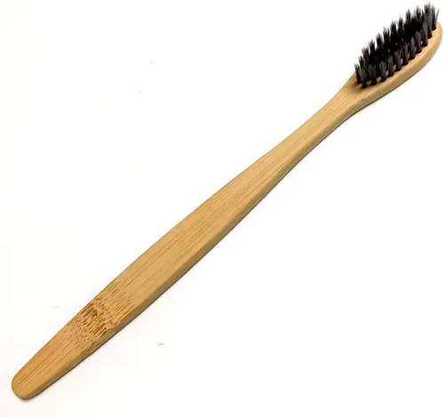 Vista 5 de Cepillo de dientes de bambú orgánico sin BPA con cerdas sin pegamento, compostable, biodegradable, vegano (paquete de 32), talla única Se ajusta a