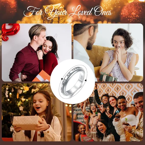 Vista 13 de Ladytree Anillo giratorio de plata de ley S925 para ansiedad, anillo inspirador de promesa, ansiedad, preocupación, alivio del aburrimiento, TDAH