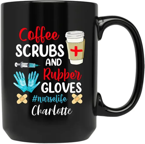 Vista 9 de Taza personalizada con texto en inglés «A Truly Great Nurse Is Hard To Find Difficult To Part With And Impossible to Forget », taza de café Taza