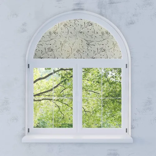 Vista 19 de película arqueada autoadhesiva para ventana Pantalla de película de ventana arqueada de privacidad precortada esmerilada