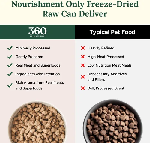 Vista 4 de 360 Pet Nutrition Alimento crudo liofilizado para perros – Receta de carne de res con hígado y órganos, alta proteína con omega-3, frutas, verduras