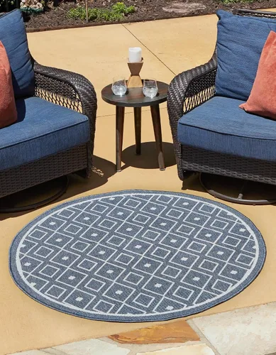 Vista 13 de Unique Loom Outdoor Trellis Collection - Alfombra de área Kafes (2 x 6 pies 1 pulgada, gris/marfil)