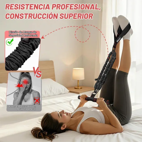 Vista 4 de WOQQW Multifunction Pedal Resistance Band with Handle, Upgraded 3 Tube Adjustable Foot Resistance Bands for Core, Arm, Legs, Body Puller Trainer