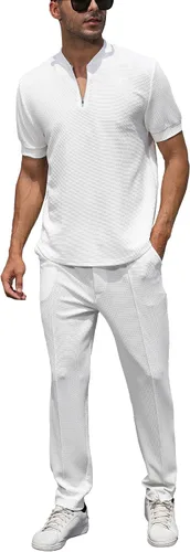 Vista 56 de FZNHQL Conjunto deportivo de moda para hombre, 2 piezas, casual, atlético, para correr, manga corta/larga, conjunto para hombre